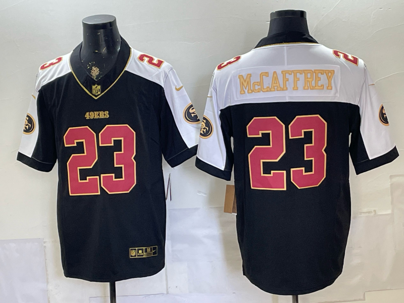 Men 2026 San Francisco 49ers #23 McCaffrey black Nike Limited NFL Jersey 0702001